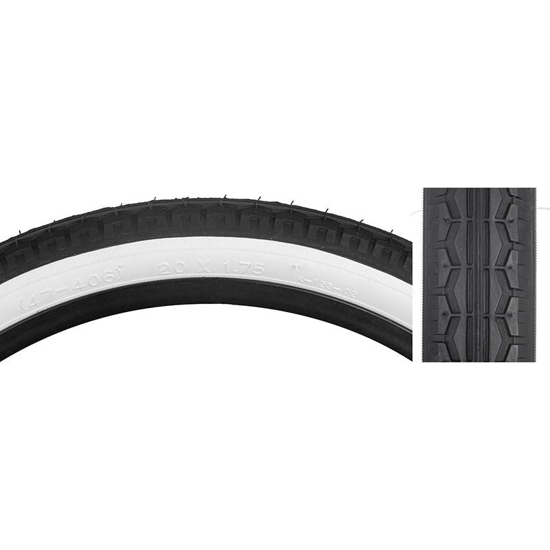TIRE SUNLT 20x1.75 BK/WH STREET K123 WIRE