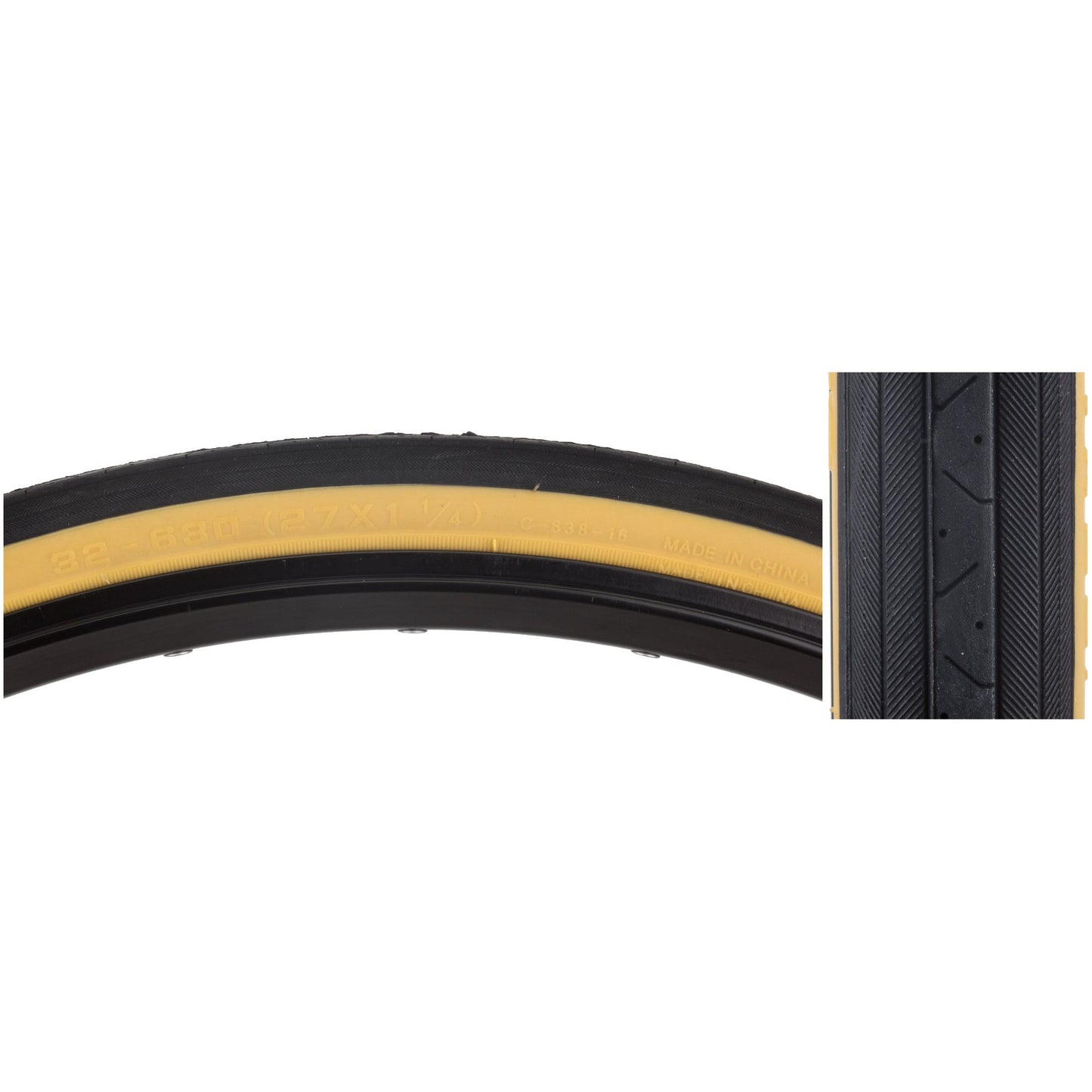 TIRE SUNLT 27x1-1/4 CST638 BK/GUM RD WIRE