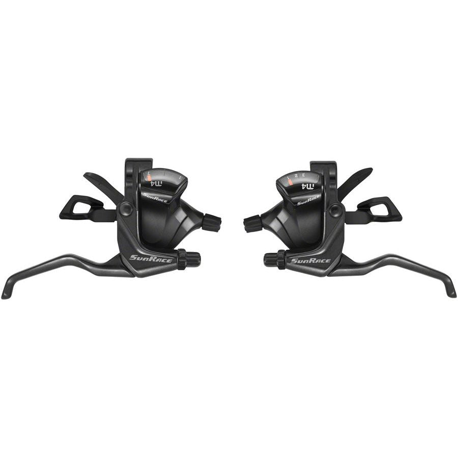 Home Components Shifter Flat Bar Shifters Shifter, Flat Bar- Pair LD7777 SunRace M406 ST Trigger Brake/Shift Lever Set - 3x7-Speed, For V-Brakes, Black